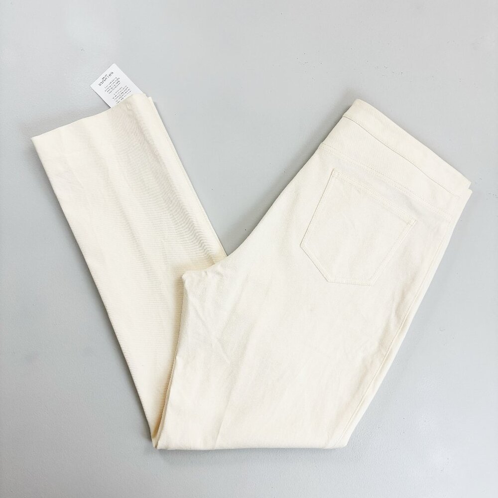 M.M. LAFLEUR The Hockey Jean SZ 14 NWD Stretch Denim Flat Front Cream Tusk FLAWS